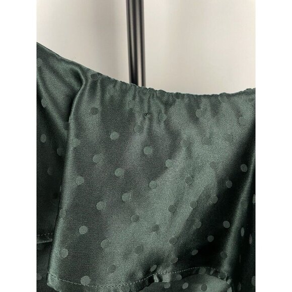 Madewell Emerald Green Silk One Shoulder Ruffle Dotted Mini Lined Dress Size 0 - Picture 7 of 7